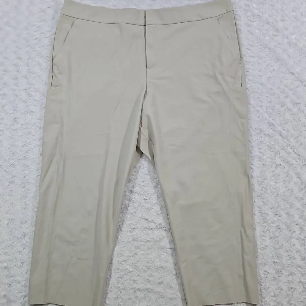 Athleta Stellar Straight Crop Pant Womens Size 24 Cream Khaki Casual Dressy Pant